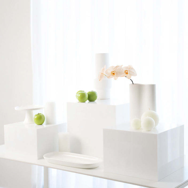 Food Display Risers/White Acrylic Risers Display Cubes/Acrylic Plinths Risers Display Stands