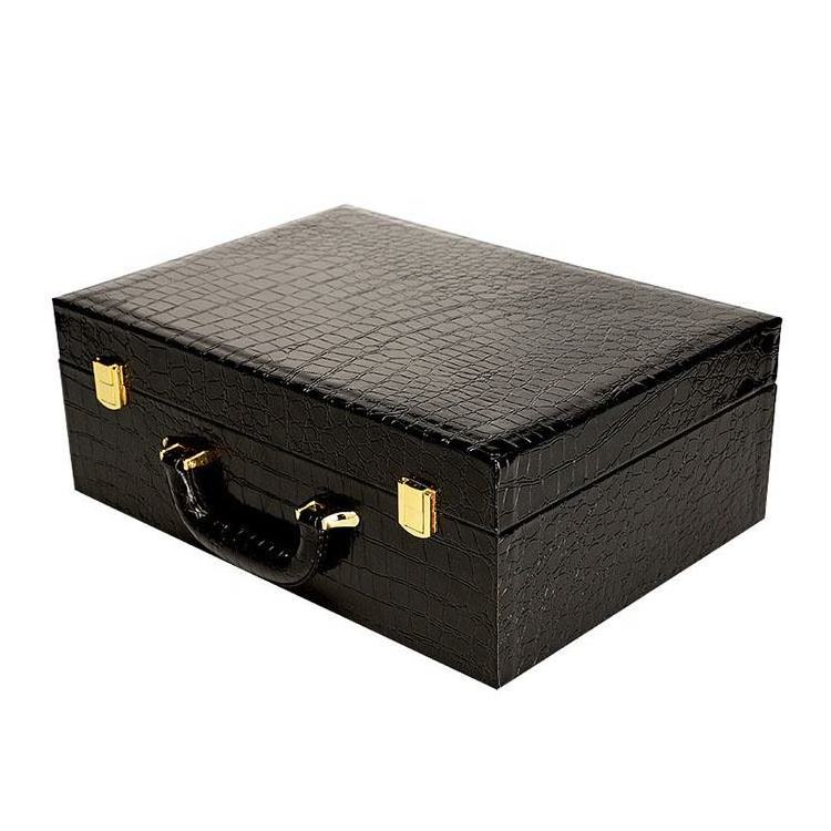 Custom Black Crocodile Texture Leather Box Luxury Wooden Wine Shoe Tool Perfume Luxury PU Leather Gift packaging boxes