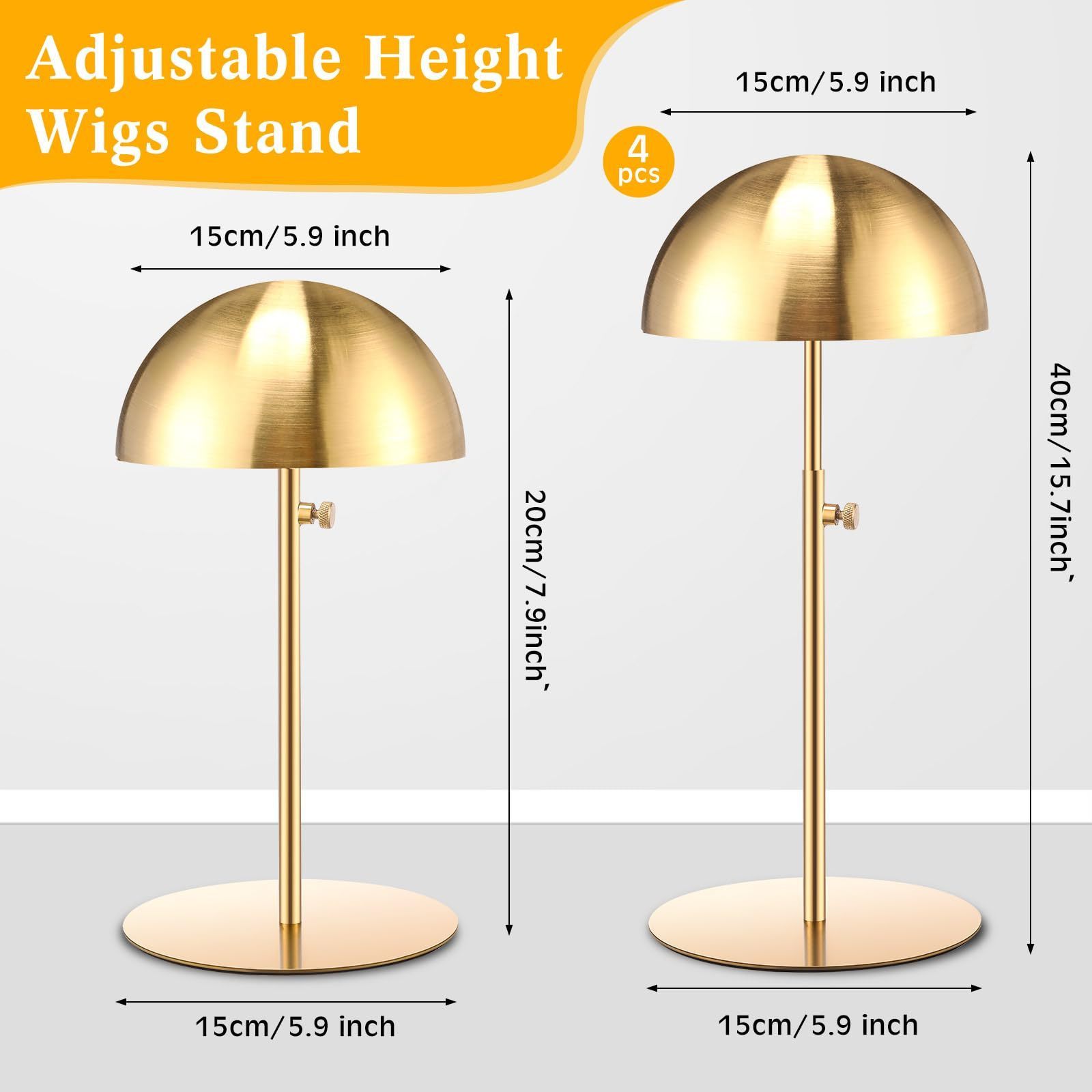 Hat Display Stand Adjustable Height Gold Hat Holder Wigs Head Stand Anti Rust Non Slip Stable Stainless Steel Metal Hat Rack