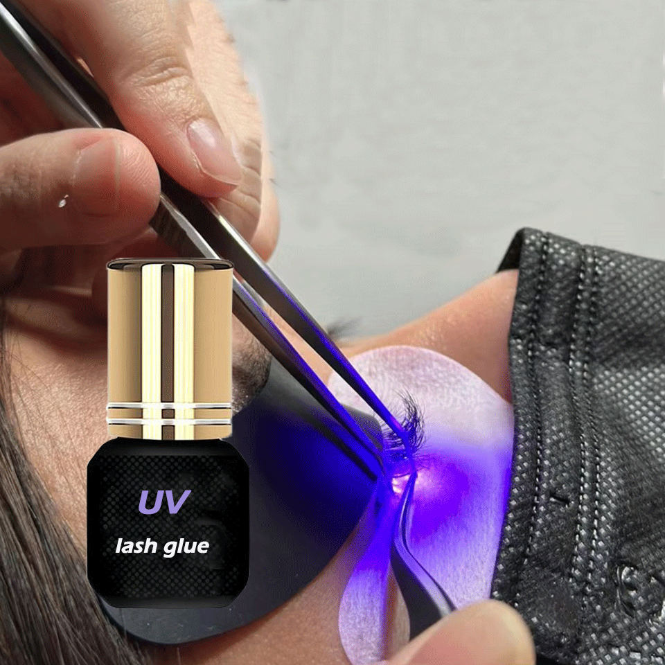 Blue Clear Lash Glue Adhesive Oil And Water Proof 7-9 Weeks UV Eyelash Glue Wholesale Private Label UV LED Fast Drying Glue