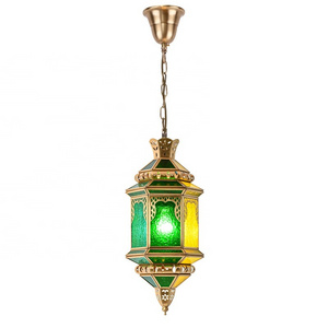 Handmade LED Colored Glass Copper Chandelier Vintage Chandelier Exotic Restaurant Hotel Villa Lighting Decorative Lamps