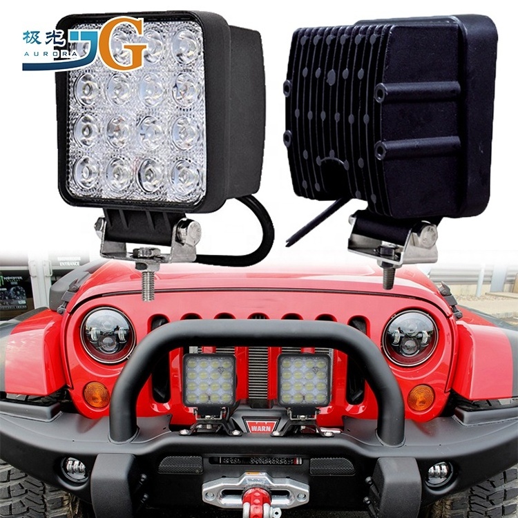 Mini 4 Inch Flood Pod Light Led Flashlight 48w Square Round Work Light Portable Tractor Heavy Duty Working Light Driving Lamp