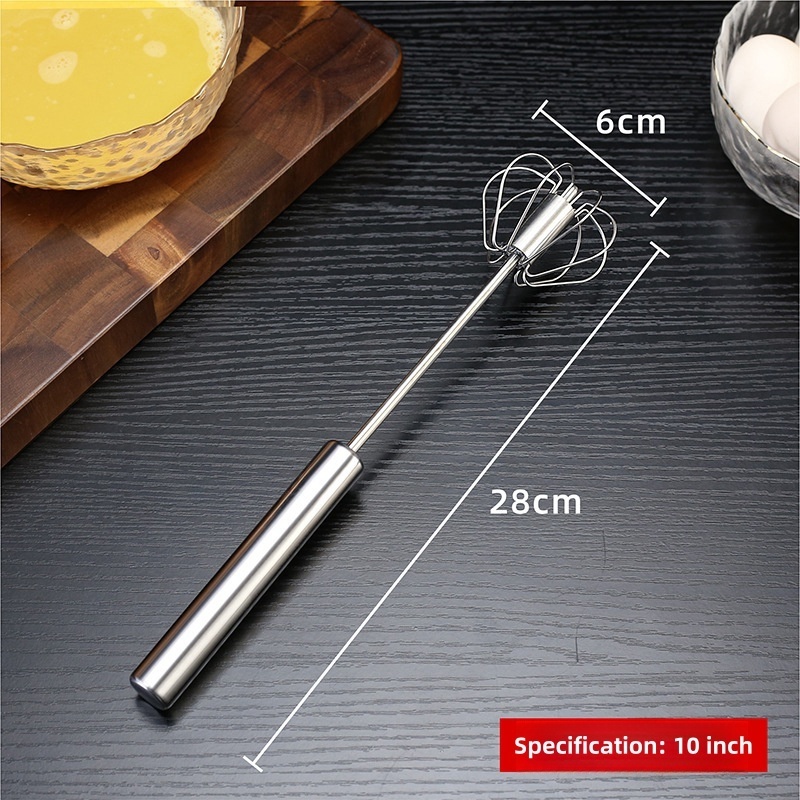 Manual Push-type Rotary Whisk Kitchen Baking Whipped Cream Mixer Semi-automatic Whisk Stainless Steel Egg Whisk