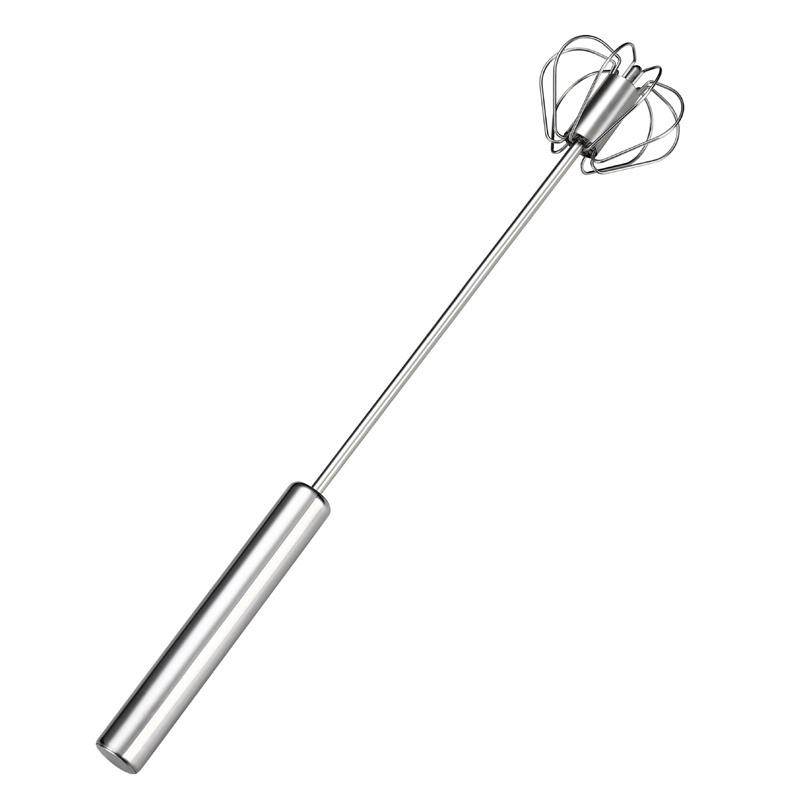 Manual Push-type Rotary Whisk Kitchen Baking Whipped Cream Mixer Semi-automatic Whisk Stainless Steel Egg Whisk