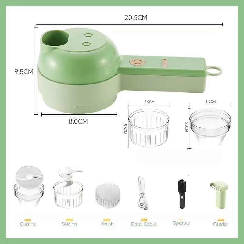 Smart Gadgets Electric Slicer Kitchen Chopper Hand Held Food Processor Portable 4 In 1 Handheld Electric Vegetable Cutter Set