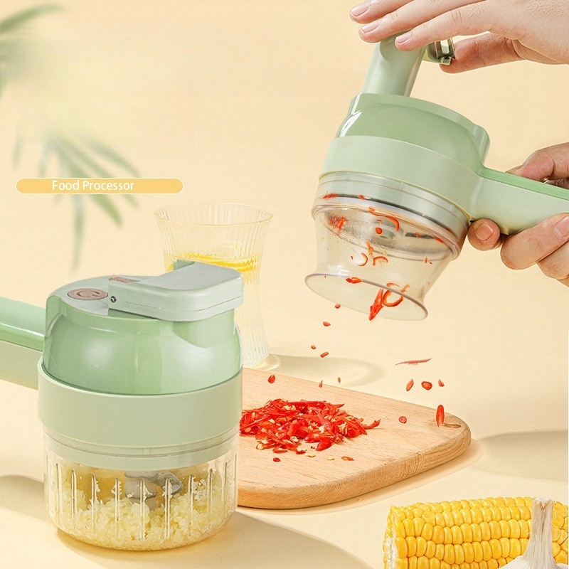 Smart Gadgets Electric Slicer Kitchen Chopper Hand Held Food Processor Portable 4 In 1 Handheld Electric Vegetable Cutter Set