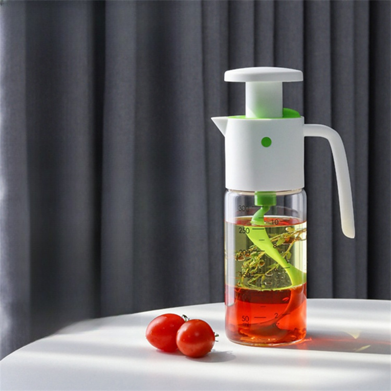 New Design Manual Plastic Top Press-Mixer Dressing Shaker Jar And Hand Salad Blender With 300ML Borosilicate Glass