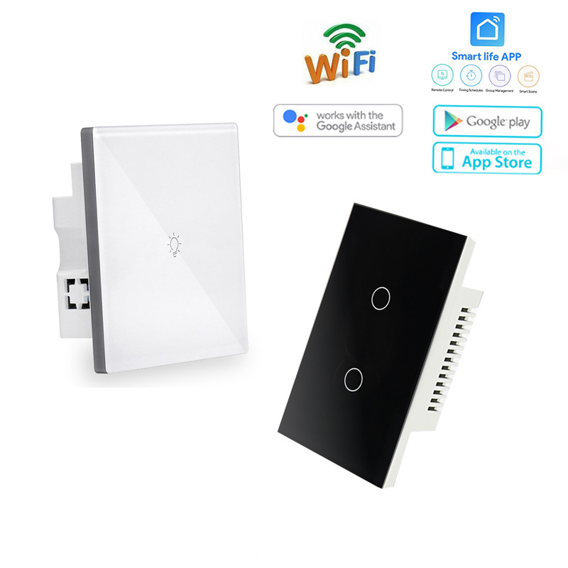 Alexa Google house on off gang zigbee touch tuya electric light wifi switch  remote control press kinetic smart wall switches