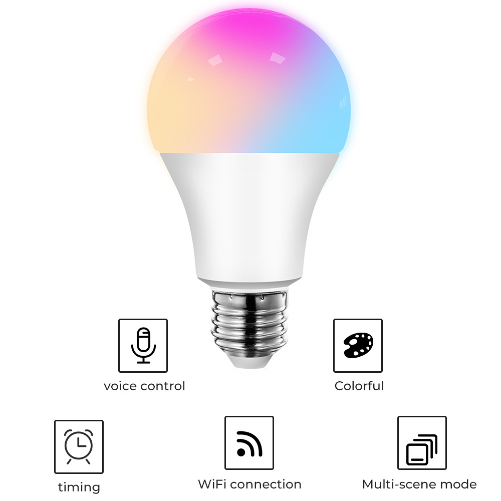 smart life 2-pack energy saving led light warm white dimmable 9w e27 alexa tuya zigbee wifi smart bulb