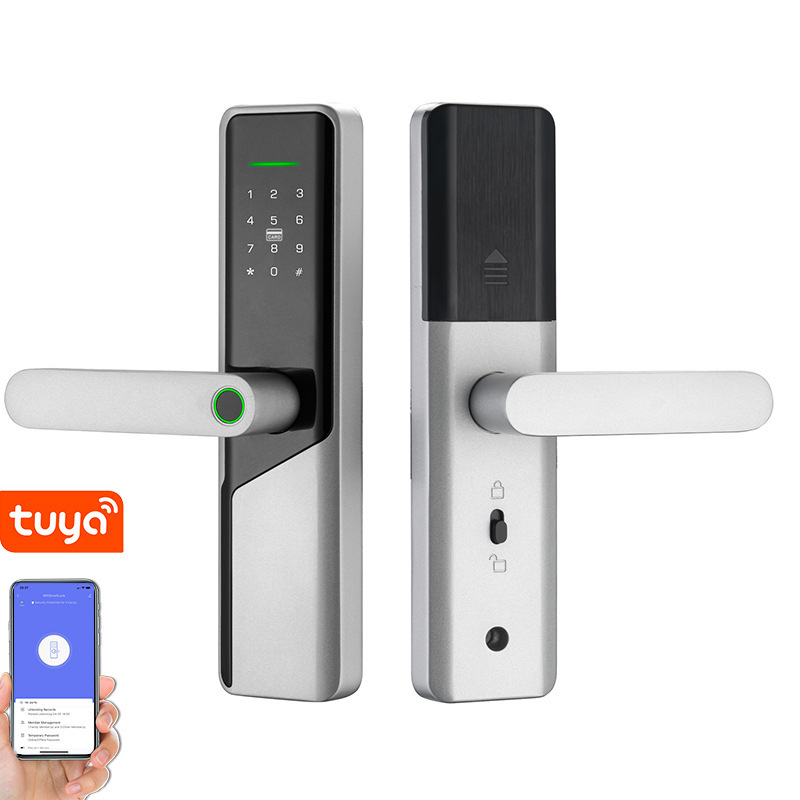 Fingerprint Lock Safety Tuya App Wifi Password Smart Card Electric Deadbolt Digital Keyless Door Lock