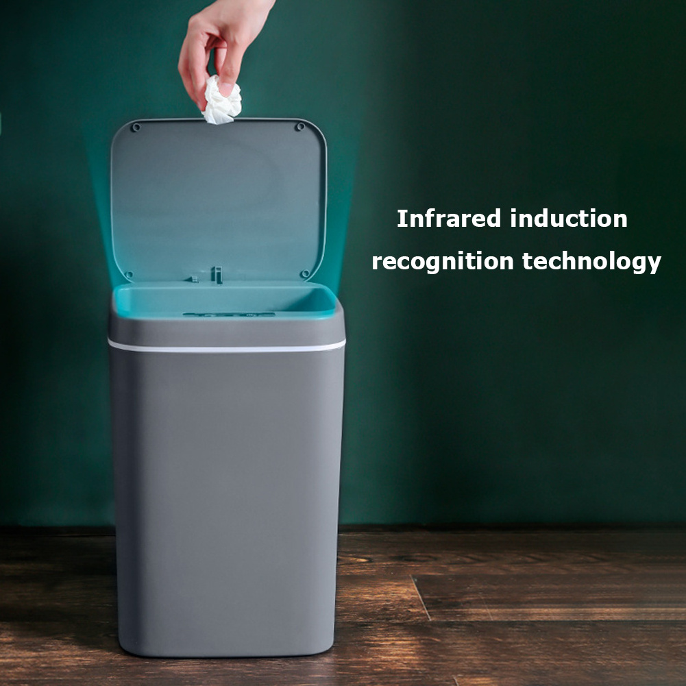 Smart Induction Trash Can USB Charging 14L Sensor Dustbin Automatic Rubbish Can Home Waterproof Dustbin Bathroom Garbage Bucket