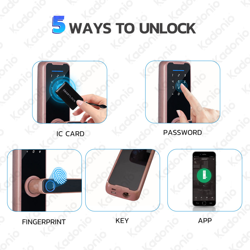 Tuya Door Lock With Camera China Intelligent Deadbolt Keyless Entry Password Key Card Smart Door Lock Home With Handle Factory