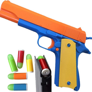 1911 toy gun with soft bullets and ejecting magazine actual size of colt M1911 with slidshell ejecting cheap realistic toy guns