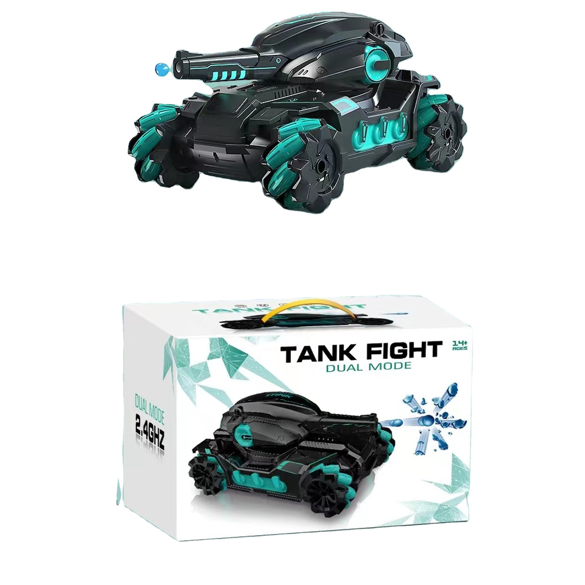 RC Tank Stunt cars Drift Kids toys water bomb shooting Tracked Wheels 2.4GHZ Electric Remote Control 4WD 360-degree Rotating car