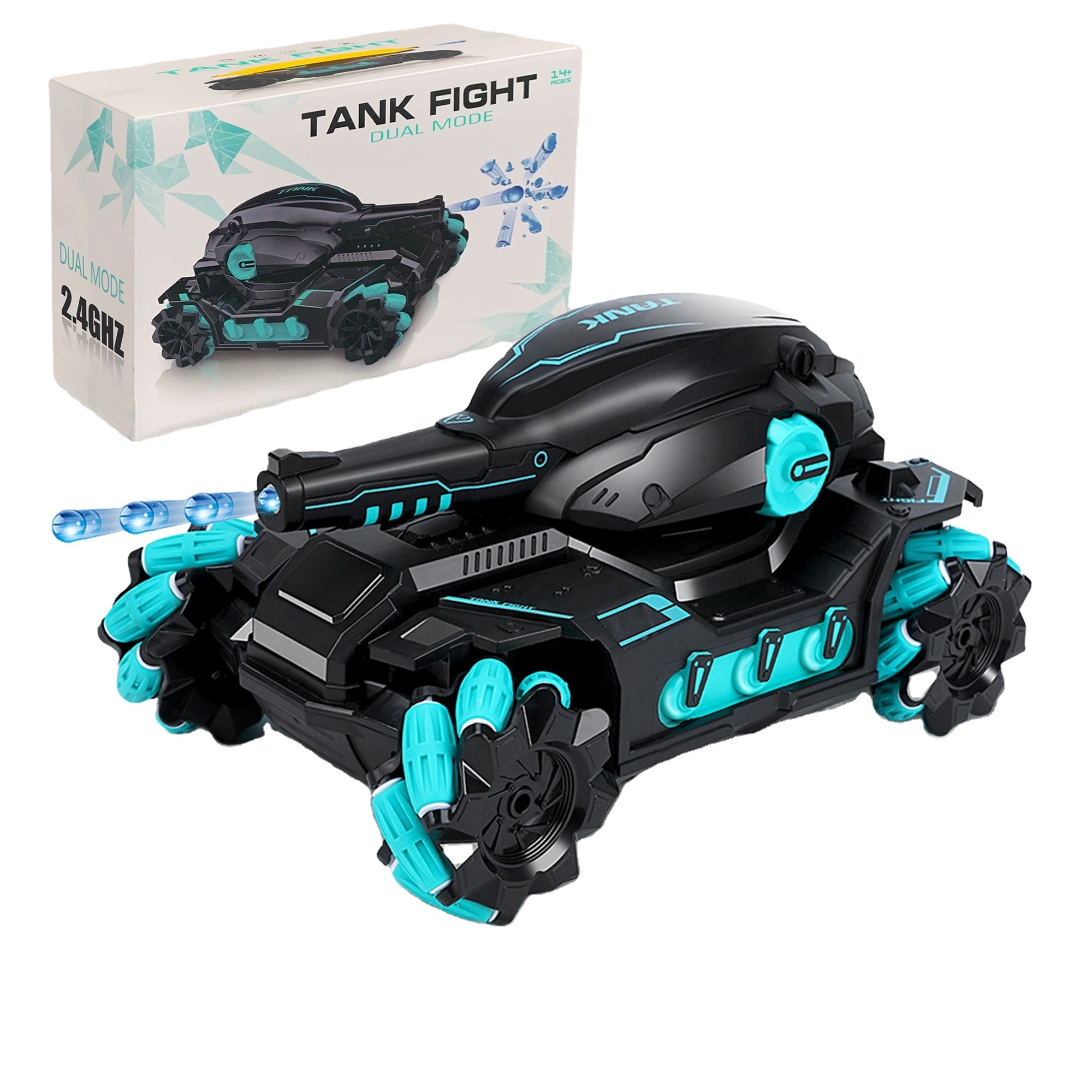 RC Tank Stunt cars Drift Kids toys water bomb shooting Tracked Wheels 2.4GHZ Electric Remote Control 4WD 360-degree Rotating car