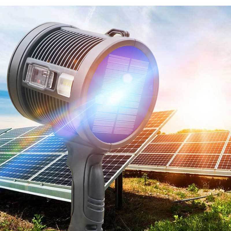 Super Powerful Portable Led Flashlight Outdoor Searchlight Spotlights With COB Light Solar Panel Type-C Charging Torch