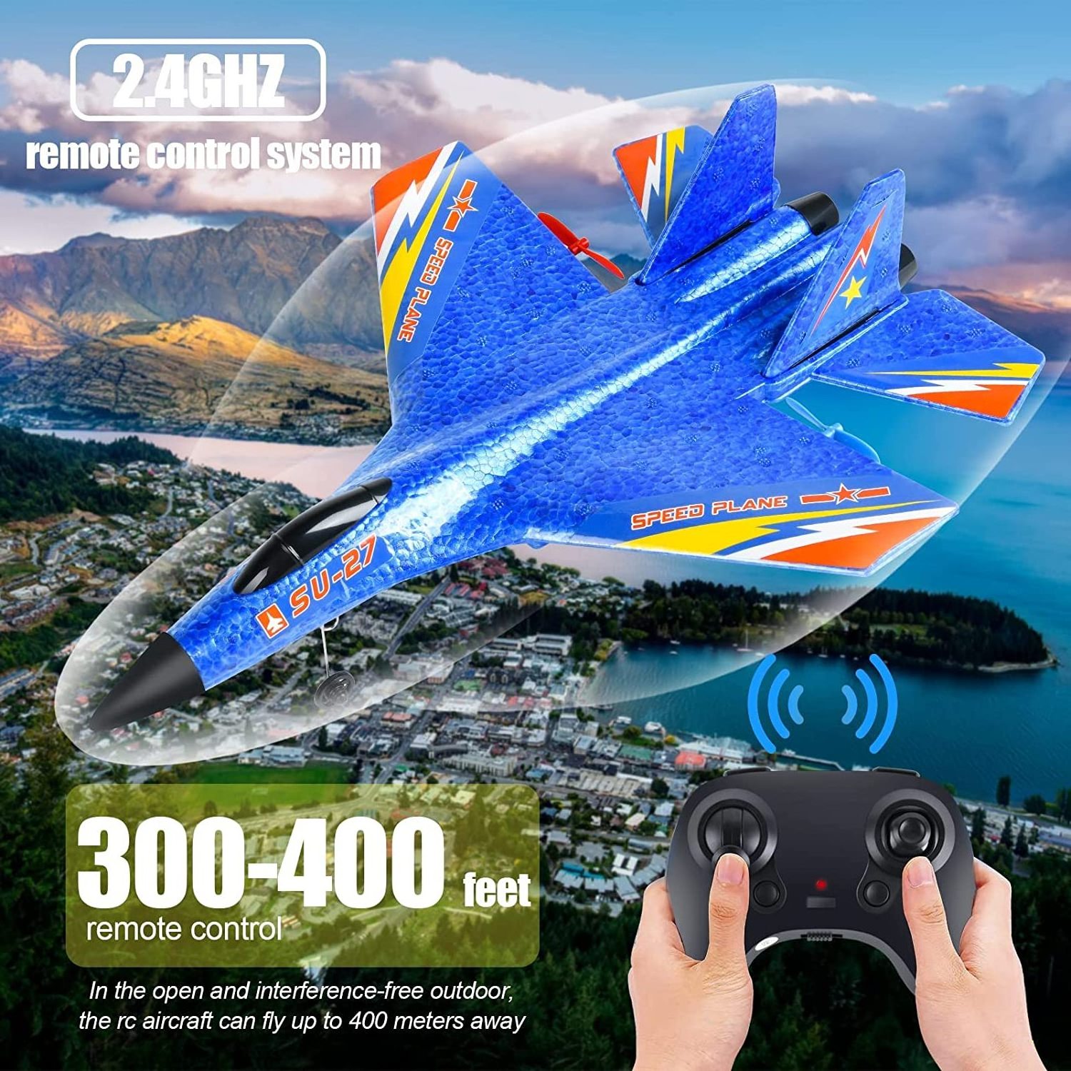 Su-27 Aircraft Model Radio Remote Control Flying Toys Hand Throw Gyro Stabilize Anti-Fall Foam Glider Fighter Jet Rc Plane