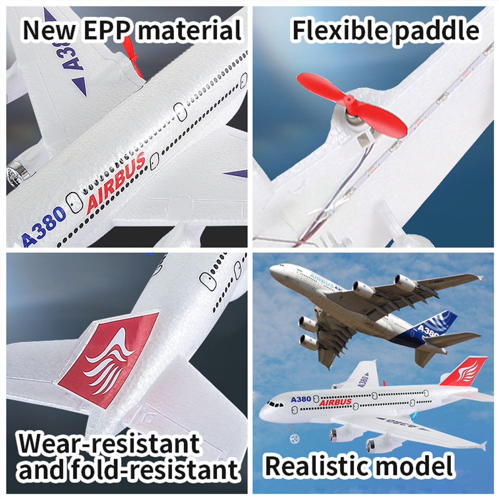 Outdoor Toys Airbus A380 2.4GHz EPP Foam Remote Control Glider Airplane RTF RC Jet Aircraft Plane With Light