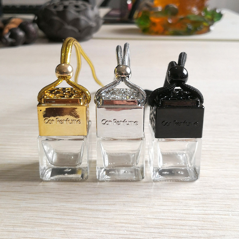 Wholesale 8ml Empty Car Air Freshener Mini Matte Frosted Color Car Hanging Glass Perfume Diffuser Bottle