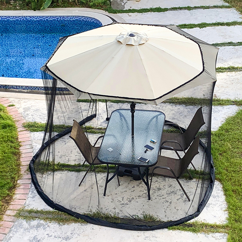 Patio Adjustable Large Garden Umbrella Hanging Tent Polyester Mesh Mosquito Netting for Garden Courtyard Outdoor