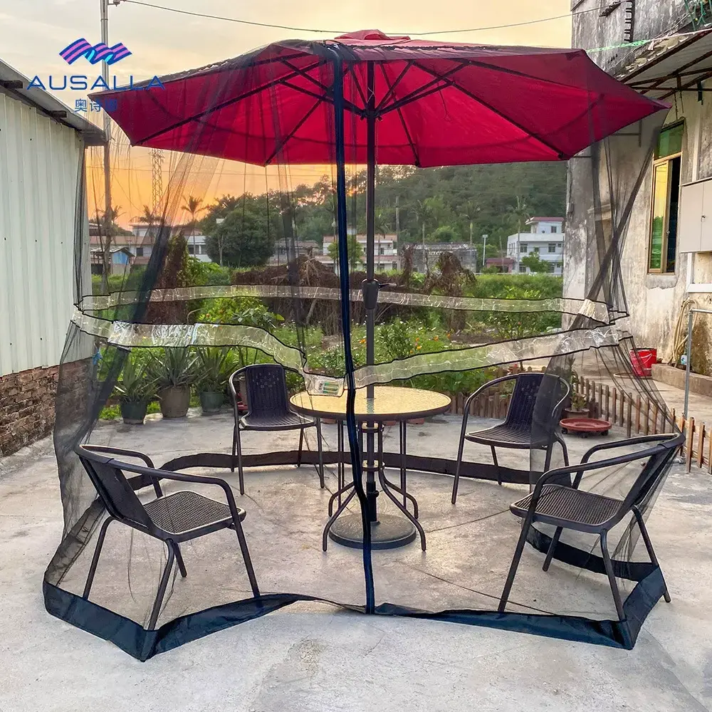 Large Patio Umbrella Outdoor Table Bug Screen Mesh  Hanging Mosquito Net Canopy Curtains Tent