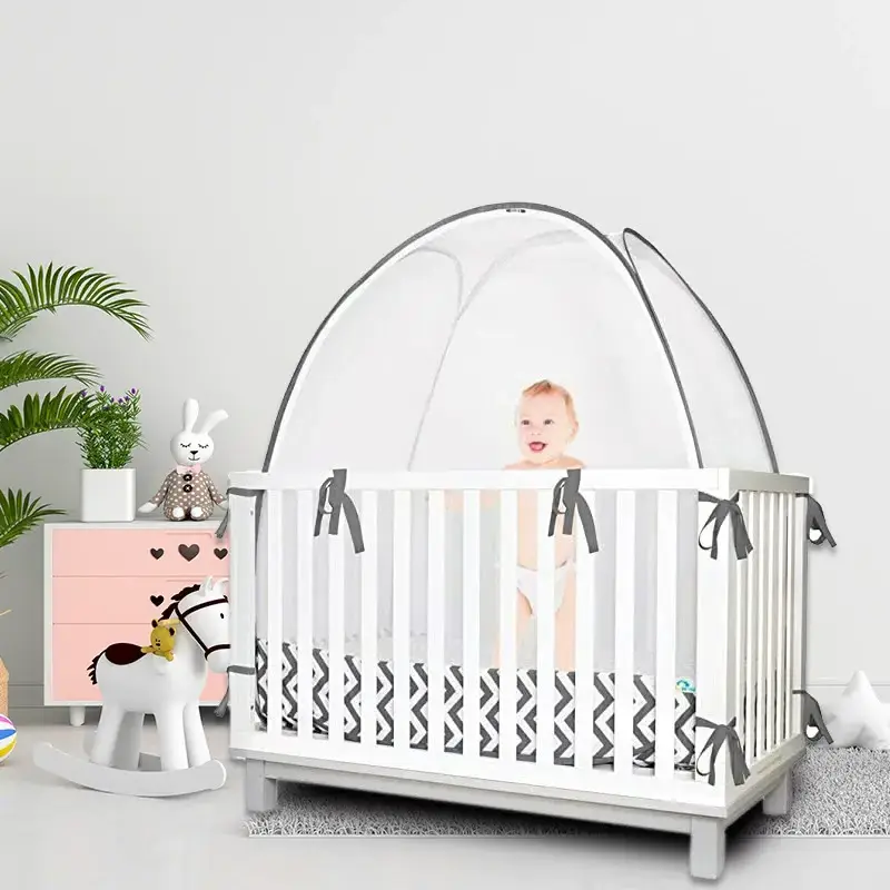 Baby Crib Safety Mesh Cover Portable Pop Up Crib Tent Mosquito Net Canopy For Baby Bed