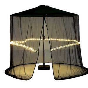 With LED Light Canopy Curtains Polyester Screen Mesh Cover Net Umbrella Mosquito Netting for Patio