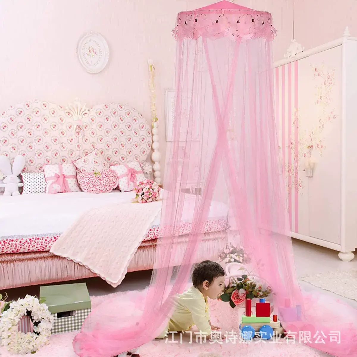 Round Lace Princess Curtain Mosquito Net Tent for Twin Full Queen King Bed Mesh Dome Bed Canopy