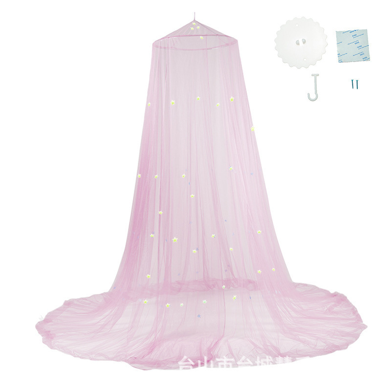 Pink Folded Glow In The Dark Stars Mosquito Net Elegant Dream Mosquito Bed Net Canopy