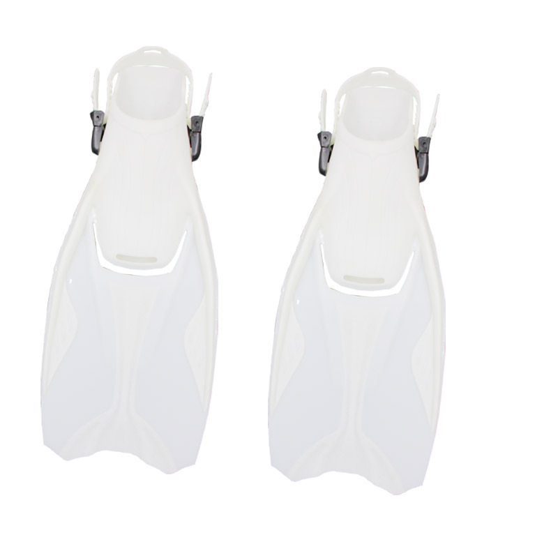 Lightweight Well-Balanced Adjustable Swim Flippers Open Heel Scuba Diving Fins White