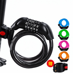 Heavy Duty 5Digit Self Coiling Resettable Combination Code, Bicycle Chain Security Cable Lock with Bike Mount Holder