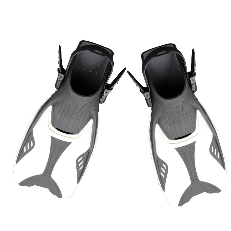 Lightweight Well-Balanced Adjustable Swim Flippers Open Heel Scuba Diving Fins White