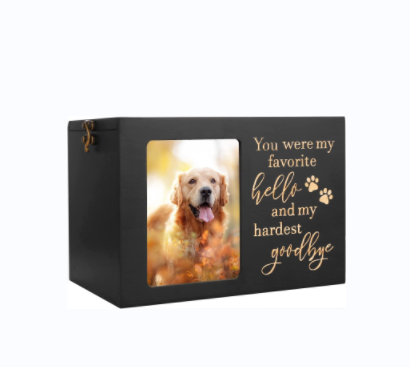 Pet Memorial Urns for Dog or Cat Ashes X Large Wooden Funeral Cremation Urns with Photo Frame Loss Pet Memorial Remembrance Gift