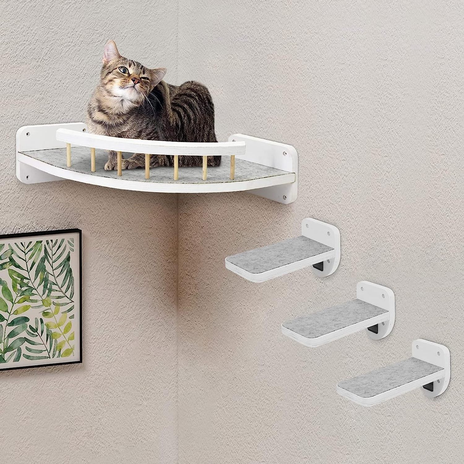 Cat Hammock Cat Wall Shelves with 3 Steps Cat Shelves and Perches for Wall