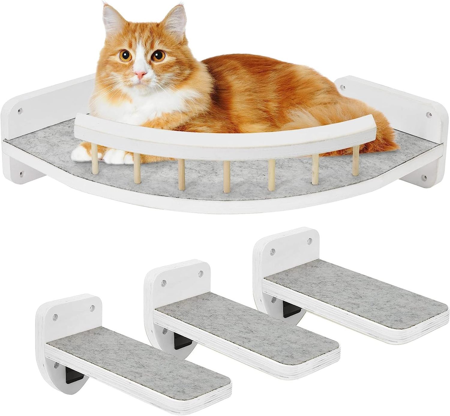 Cat Hammock Cat Wall Shelves with 3 Steps Cat Shelves and Perches for Wall