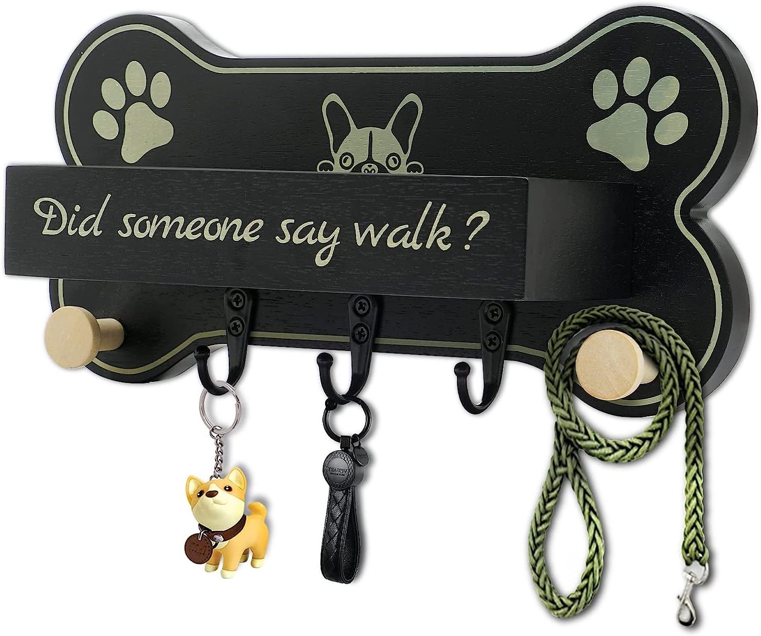 Dog Leash Holder for Wall Bone Shape Key Holder for Wall Decorative and Dog Stuff Storage Organizer