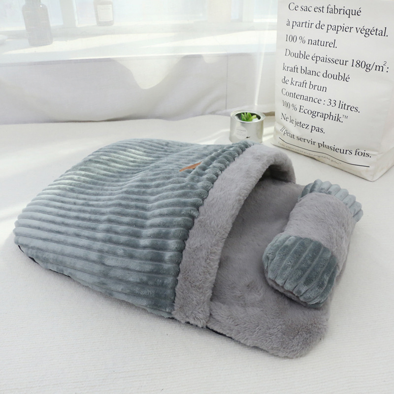 Puppy Sleeping Bed Pet Bag Cave Winter Soft Warm Bed Plush Small Pet Nest