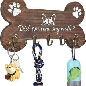 Bone Shape Key Holder Dog Leash Holder with 5 Key Hooks Decorative for Wall Cute Housewarming Gifts for Dog Owner & Lovers