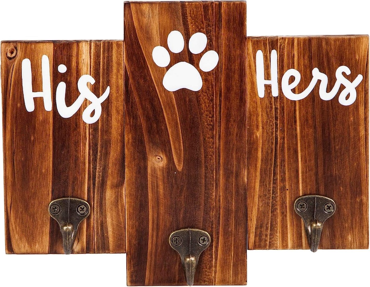 Dog Hanger Unique Key Holder and Dog Leash Hanger with 3 Hooks for Wall Rustic Decor for Entryway