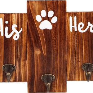 Dog Hanger Unique Key Holder and Dog Leash Hanger with 3 Hooks for Wall Rustic Decor for Entryway