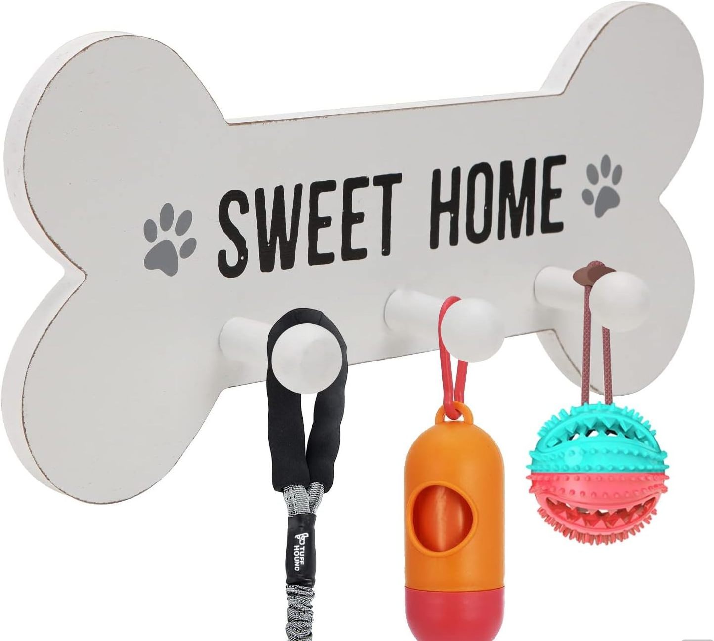 Key Holder for Wall Dog Leash Holder for Wall Decorative Bone Shape Wall Mount Decor with 3 Hooks for Cute Key Rack