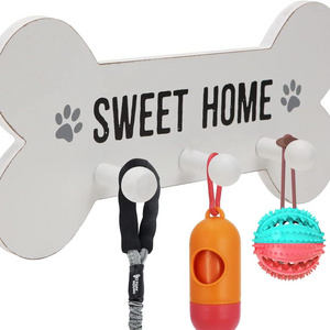 Key Holder for Wall Dog Leash Holder for Wall Decorative Bone Shape Wall Mount Decor with 3 Hooks for Cute Key Rack