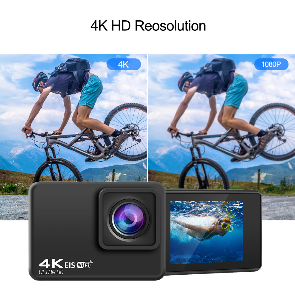 Camara Deportiva Full Hd Acesorios Gropo Negro Studio Camera Video 4K 60Fps 24Mp Ultra Hd Wifi Action Camera For Moto Vlogging