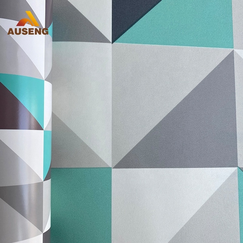 Color Diamond Geometric Shaped Wallpaper 0.53*10M Aqua Blue Grey Geometric Pattern Desktop Wallpaper Pvc Vertical Wall Paper Hd