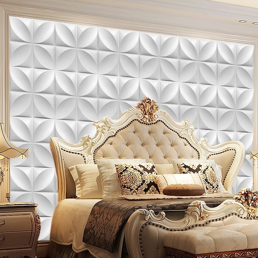 Durable Textured Interior Design Board 3D Decor Wallpaper Gold Grid Wall Panel Peel And Stick Wall Stickers & Murals