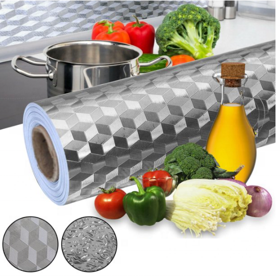 Aluminum Stickers For Kitchen 3D Wall Sticker Adhesive Cabinet Pvc Kitchen Oil Proof Sticker