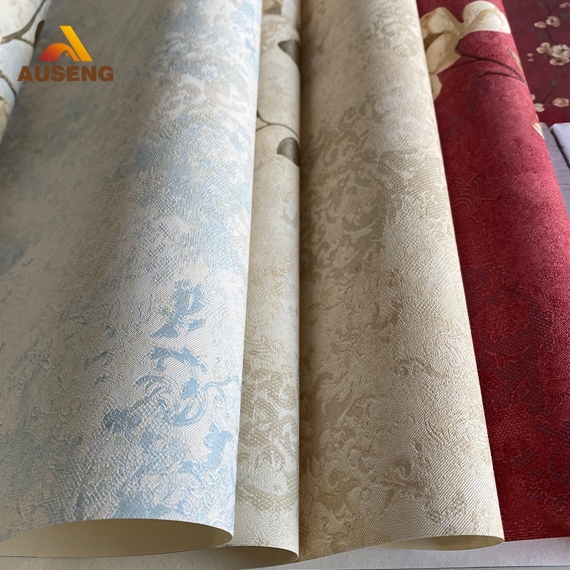 Plain Design Rotary Screen Print Long Fiber Ahlstrom Metallic Pvc Wallpaper Rolls Wall Paper 3D Home Decor