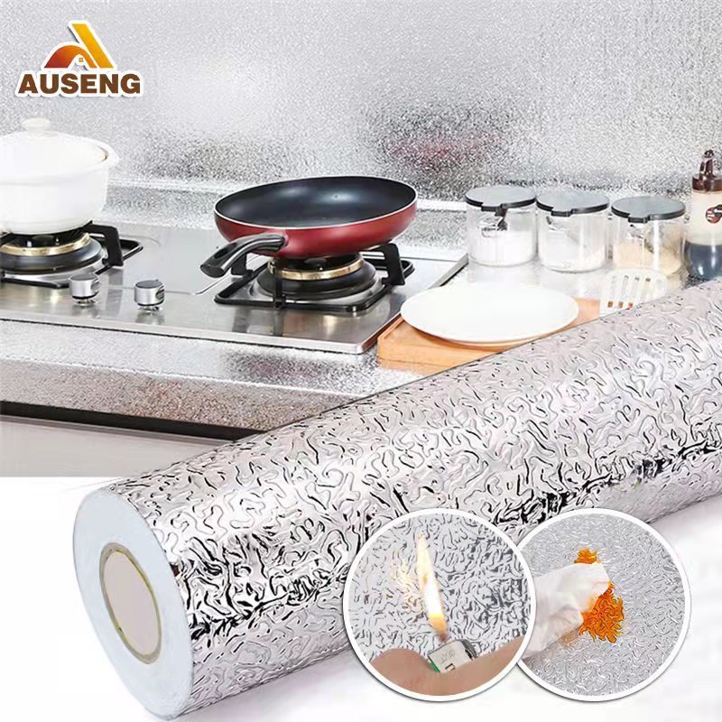 Preferential Self Adhesive PVC Aluminum Cabinet Wallpaper Kitchen Fireproof Wallpaper