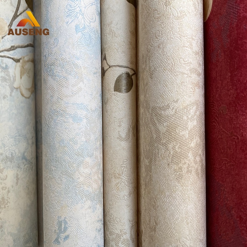 Plain Design Rotary Screen Print Long Fiber Ahlstrom Metallic Pvc Wallpaper Rolls Wall Paper 3D Home Decor