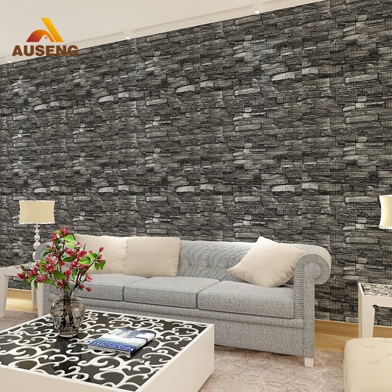 Auseng Room Interior Decoration Foam Panels Diy Adhesive Wall Paper Wall Decor Wallpaper Brick 3D Pe Foam Wall Stickers